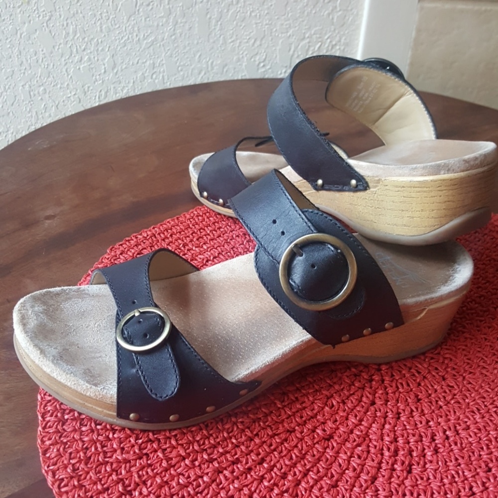 Dansko black leather sandals size 39